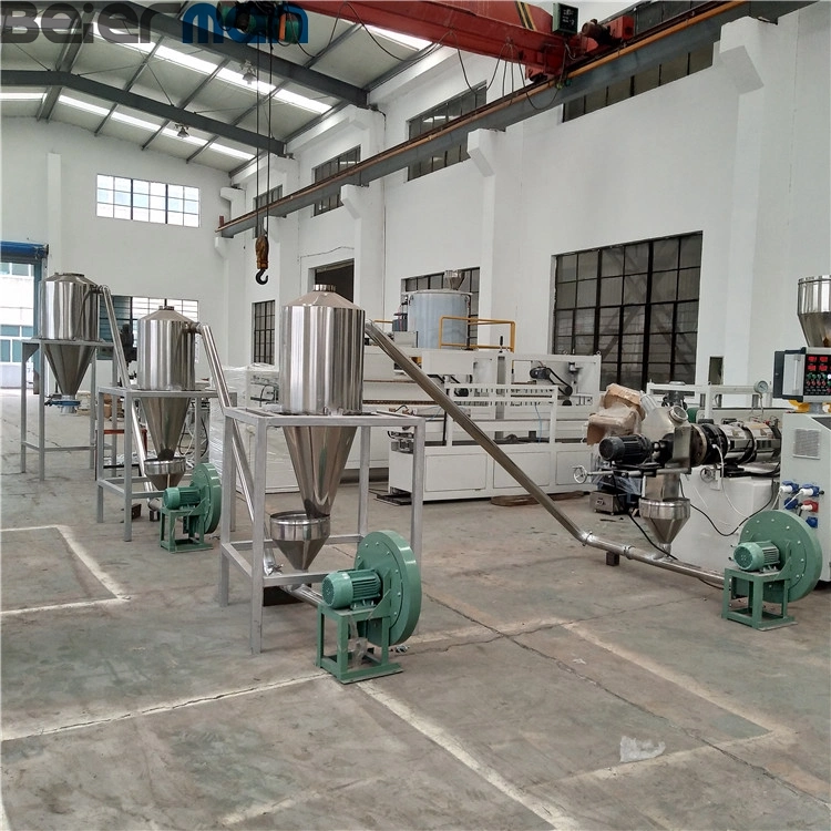 PVC Resin Hot Die Face Cutter Pelletizing Line Capacity 250-400 Kg/H Equip Sjsz80/156 Conical Twin Screw Extruder with Three Stage Blowing System