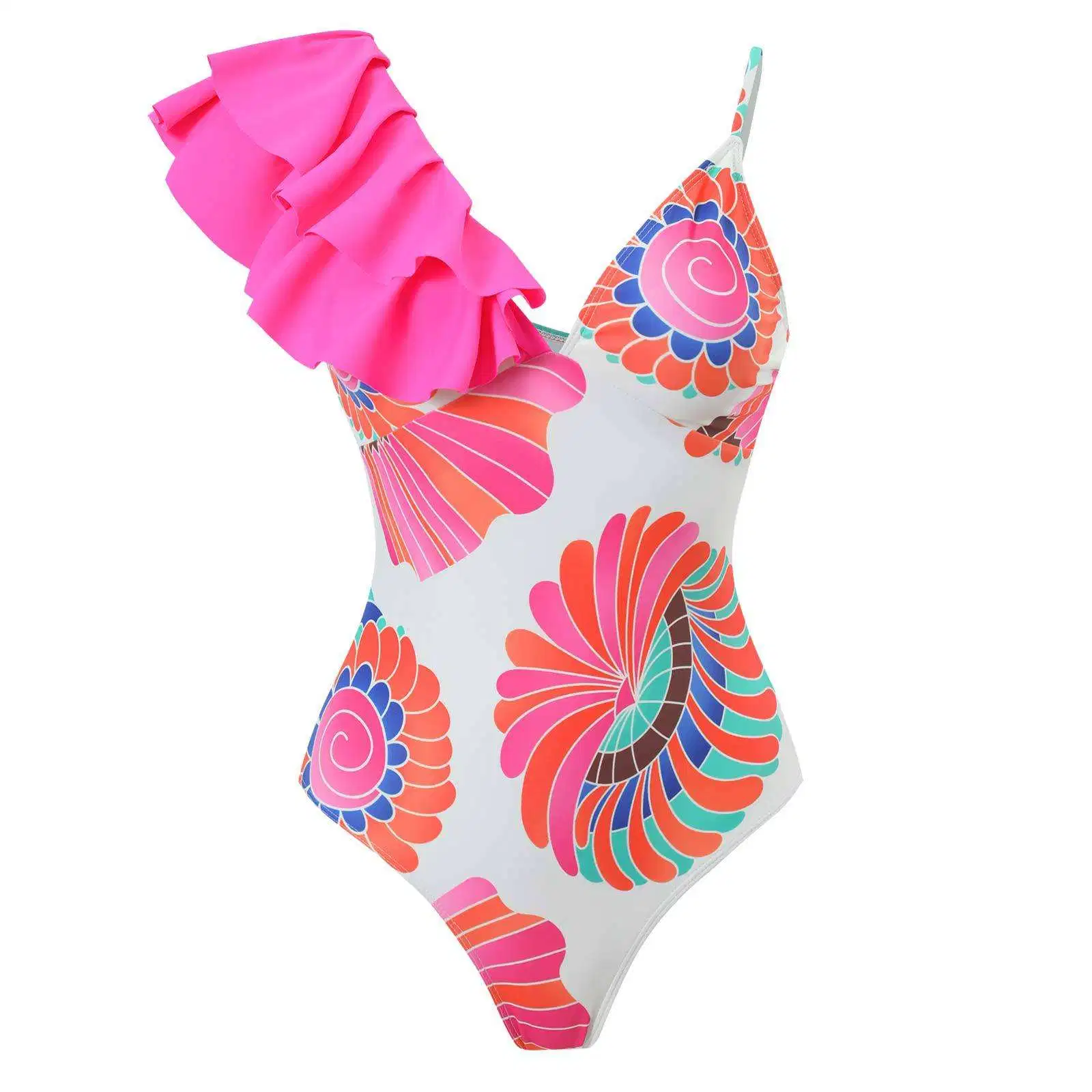 New Trendy Fashion Swimwear Beachwear One Piece Swimsuit Vintage Print Bikini Set