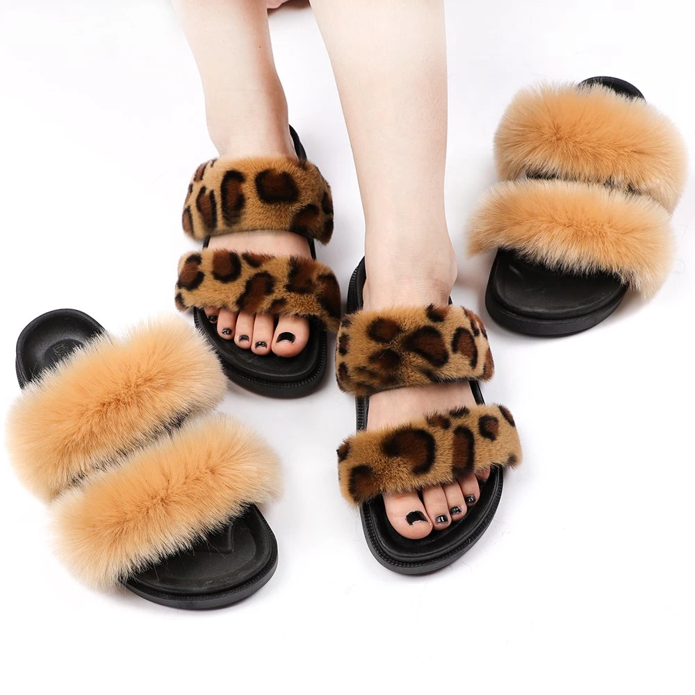 2021 Fashion Women Shoes Fancy Lady House Bedroom Indoor Home Winter Warm Fox Faux Fur Fluffy Furry Plush Fuzzy Shoes 27 Colors