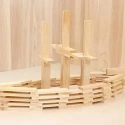 100pcs Holzbausteine Stapelanlage Bau Vorschule-Lernen Lernspielzeug für Kinder