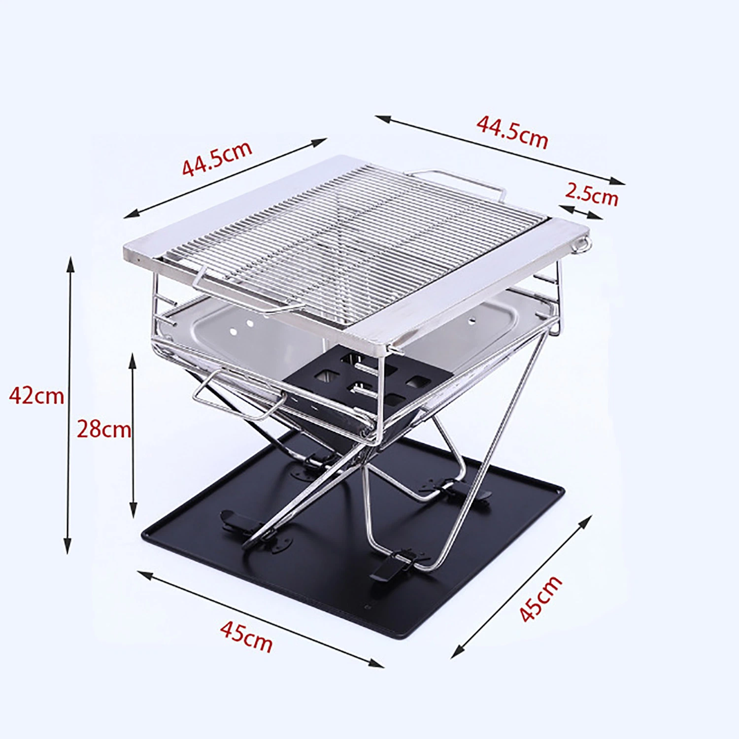 Stainless Steel Barbecue Grill Camping Thick Mesh Folding BBQ Stove Ci23833