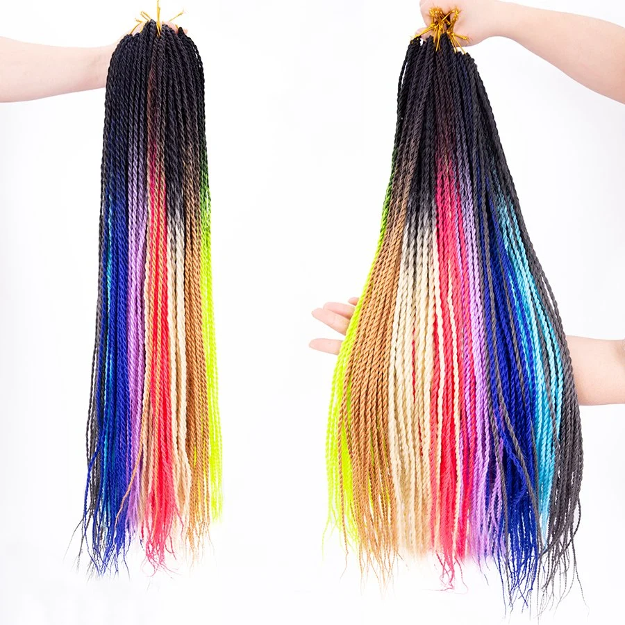 El cabello trenzado sintético de 24 pulgadas Ombre senegaleses Twist Crochet Extensiones de Cabello