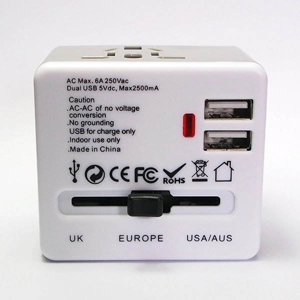 All in One Universal International Plug Adapter 2 USB Port World Travel Plug