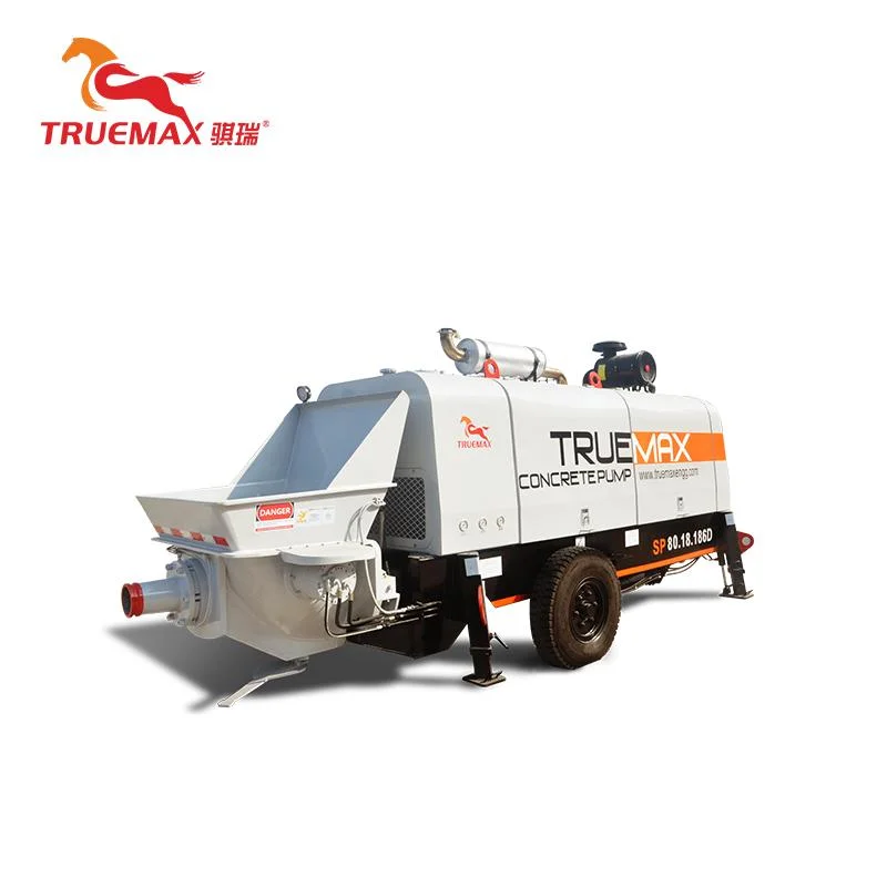 Máquina de venta caliente Truemax Concrete Machinery Sp80.18.186D Bomba de concreto remolcable estacionaria hidráulica de cemento diesel Putzmeister