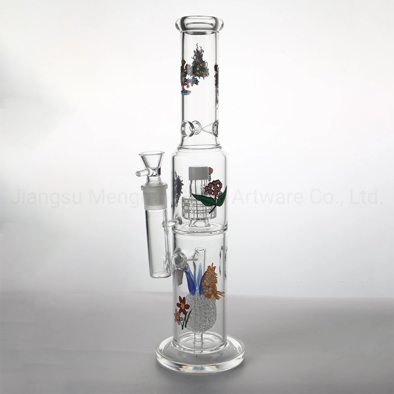 Diseño exclusivo, el vidrio Hookah imprimir calcomanías Piña nido de pájaro el doble filtro de cristal el hábito de fumar pipa de agua
