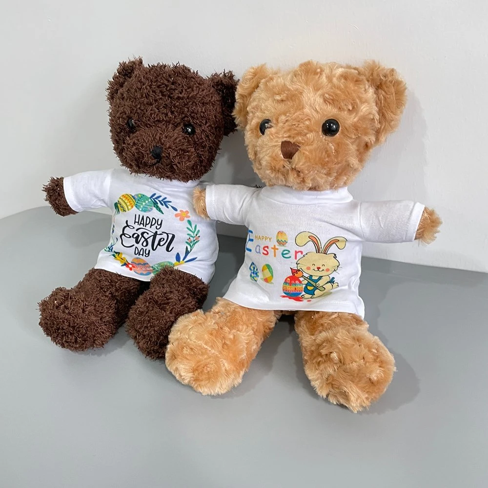 Bear with Removable T-Shirt for Sublimation Sublimation Stuffed Animal with White T Shirt 30 Cm Stuffed Animal with Sublimation Removable T Shirts