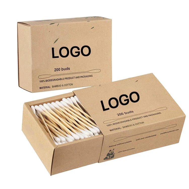 100% Biodegradable Bamboo Cotton Buds Accept Customized