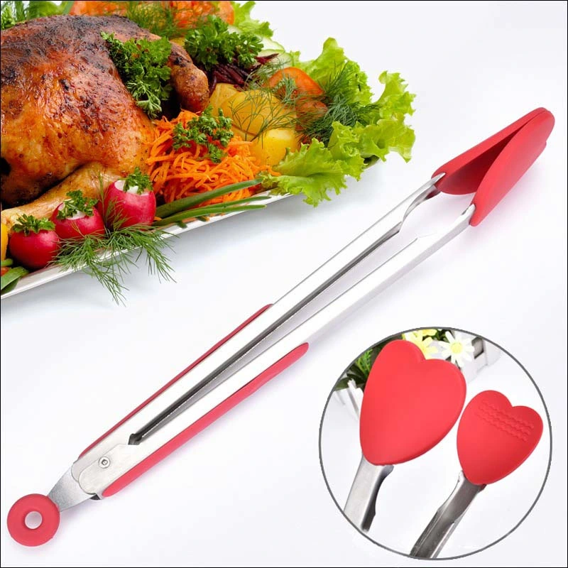 Factory Wholesale/Supplier Silicone Tipped Kitchen and Salad Tongs Stainless Steel Food Tongs with Silicone Grips