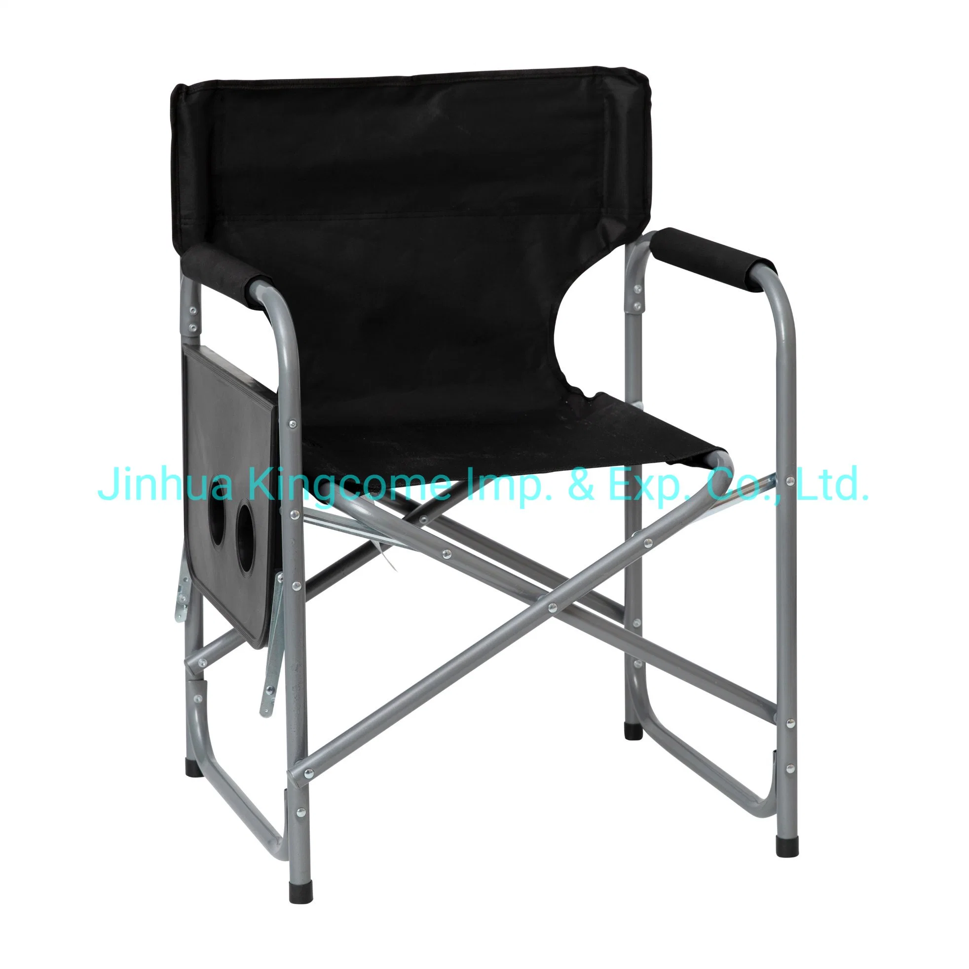 Folding Black Director&prime; S Camping Chair with Side Table and Cup Holder Fishing Chair