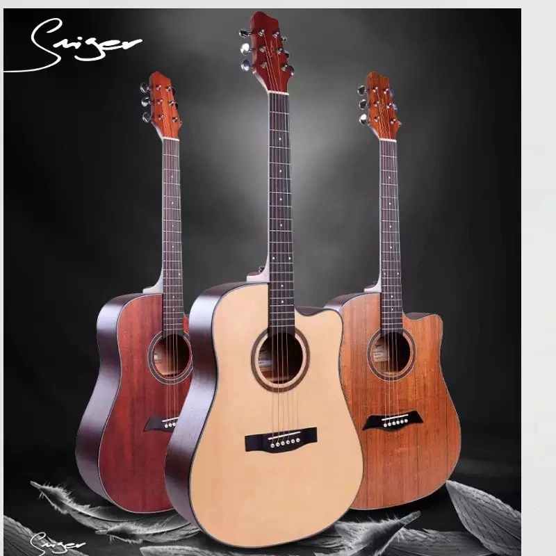 China Wholase OEM Manufacture Cheap Music Instrument Guitarra 36 40 41 Inches Semi Acoustic Electric Guitar