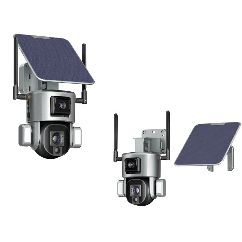 4G/WiFi Cámara CCTV Solar inalámbrica lente doble 10X Zoom óptico Cámaras de Seguridad