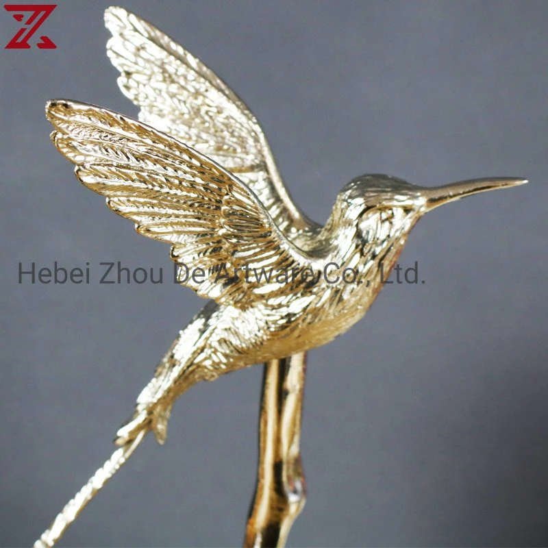 New Design Silver Metal with Marble Base Decoration Bird Shape Home Furnishings Living Room Home Ornament