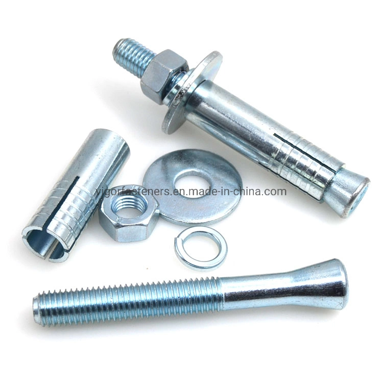 White Zinc Plated Chemical Anchor Bolt Expansion Mechanical Bolt Double Sleeve Cone Bolt Sleeve Anchor for Building Construction