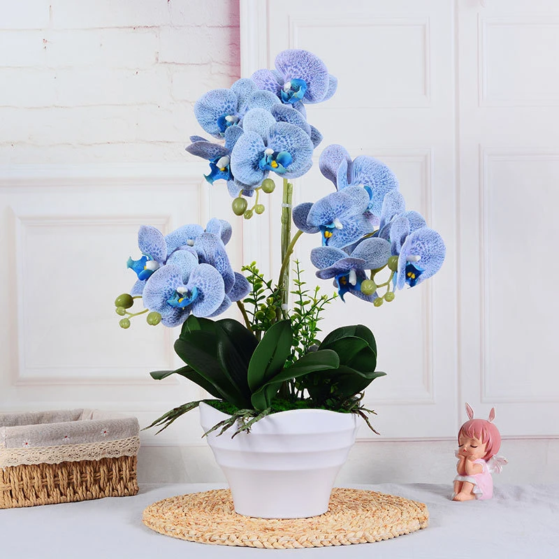 Arrangement de la vente en gros d'usine Usine Fleur d'Orchidée Bonsai rose blanc fleur papillon d'Orchidée tactile réel