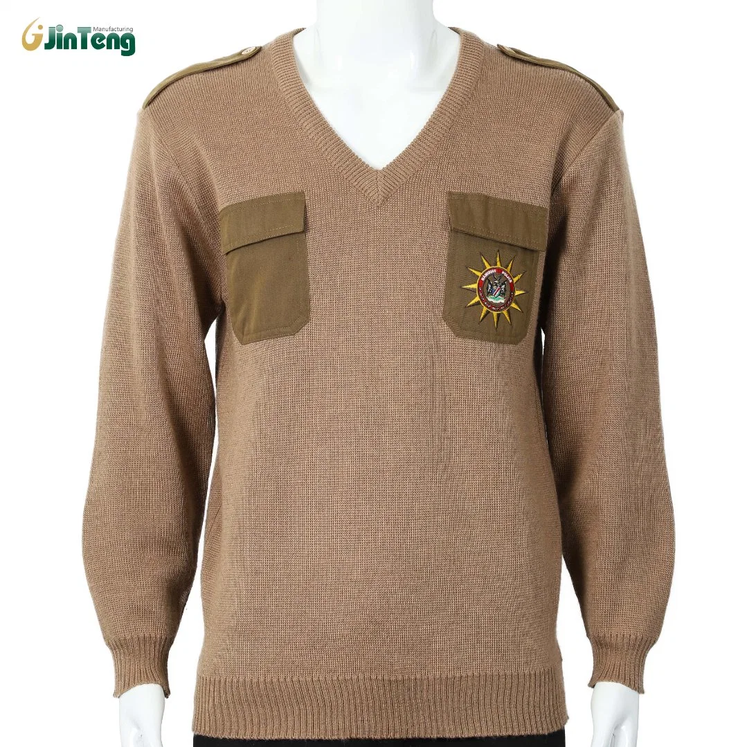 Military Army Style O-Neck Khaki Tactical Mens Sweater