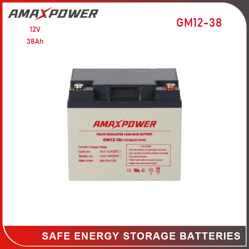 Recargable Amaxpower VRLA AGM/Gel bateria 12V38Ah Sealed-Lead libres de mantenimiento-ácido de batería solar/sistema de UPS 12V 38AMP.