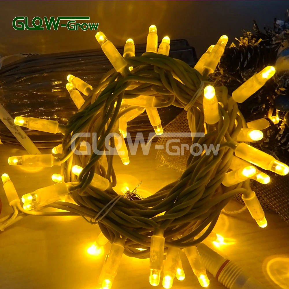 Outdoor IP65 Waterproof Rubber Cable LED String Light Chain for Christmas Decoration with Blue Flash Bulb