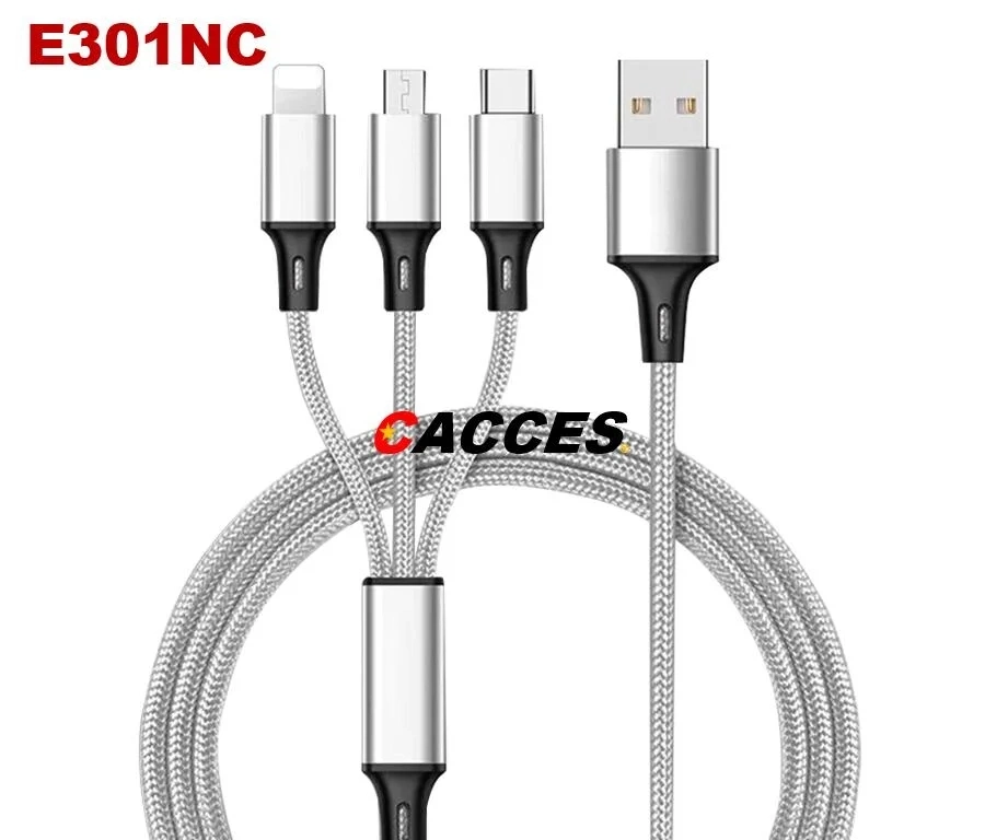 New Arrival Type C Android Micro USB Lightening Cable Mob Phone Cable, Durable Braided Nylon Multi Charger Cable Cord Data Wire