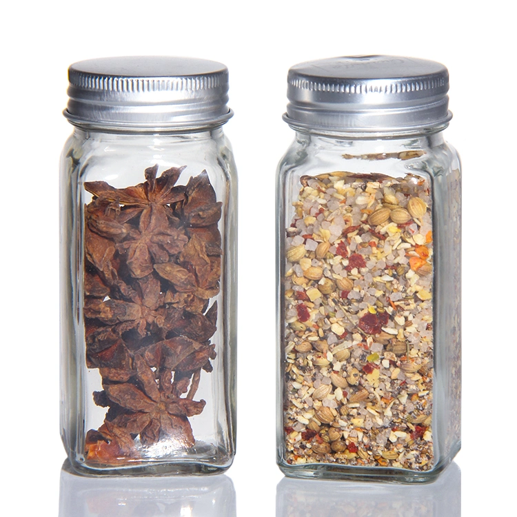 4 Oz 6 Oz 9 Oz Barbecue Square Clear Glass Spice Jars with Labels