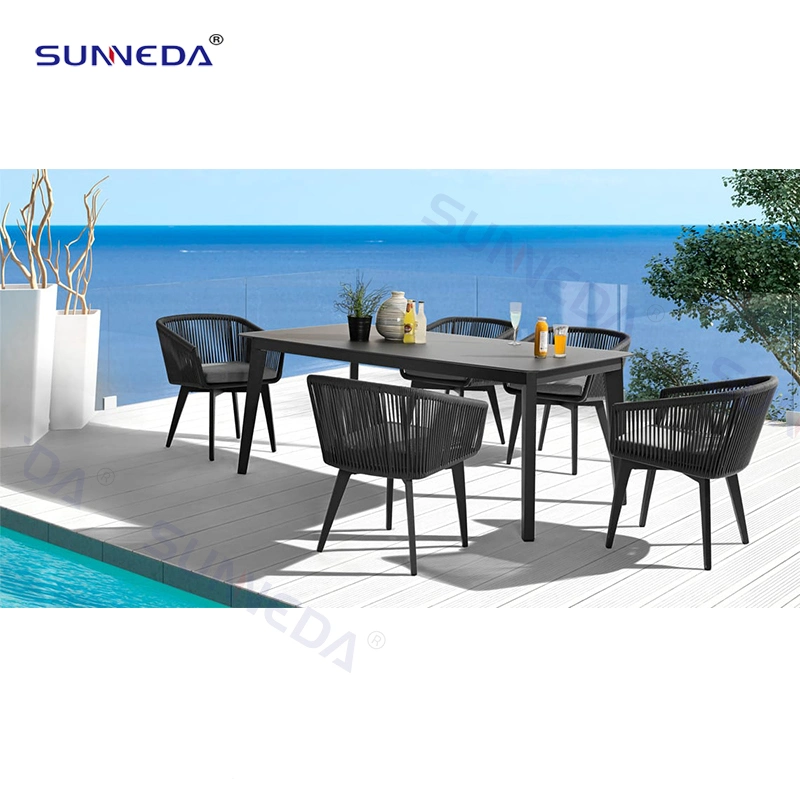 Hotel Restaurant Customized Patio Furniture Aluminum Outdoor Dining Chair Garden Table