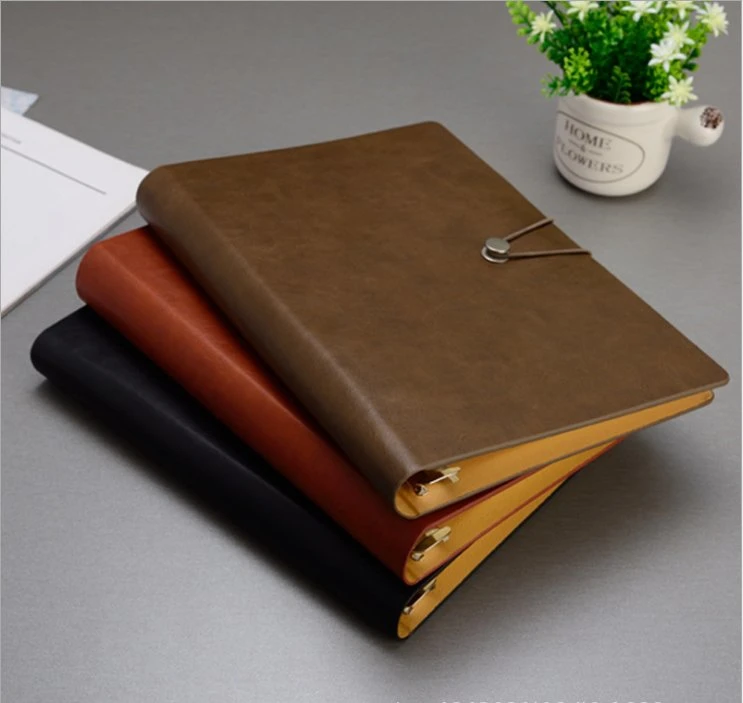 Customized Logo PU Smooth Leather A5 Notebook Cover Diary Planner Organizer 6 Ring Loose Leaf Binder