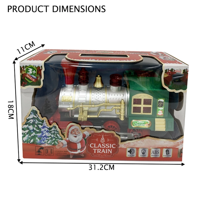 Battery Operated Smoke Locomotive Electric Spray Train Toy Classics Christmas Train Set with Light Music