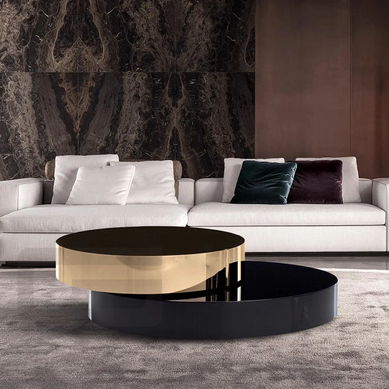 Light Luxury Rotating Tea Table Modern Simple Living Room Telescopic Creative Circular Tea Table