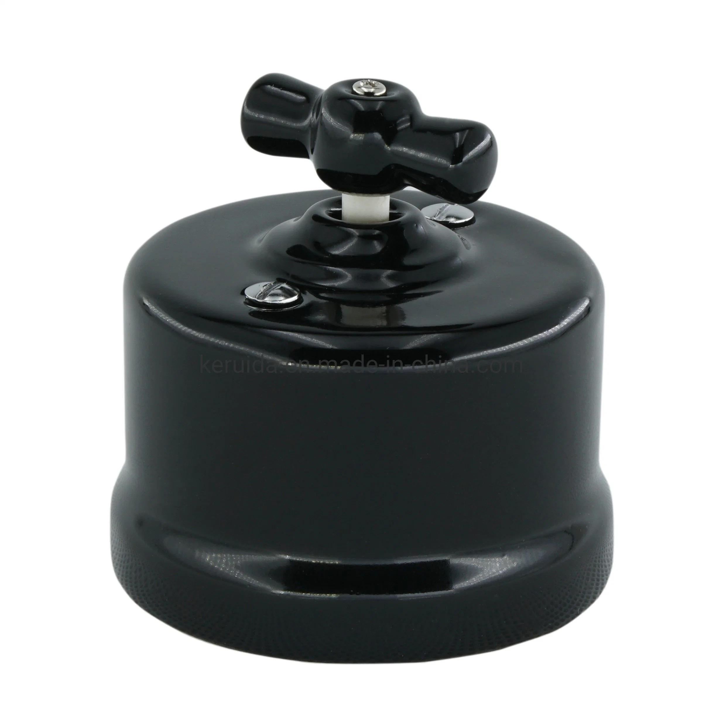 Retro Style Surface Mounted Black Rotary Wall Switch