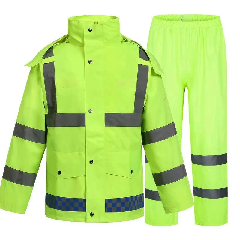 Men Reflective Strip Overalls Fleece Hooded Jacket for Cold-Proof Outdoor Work Safety Coat