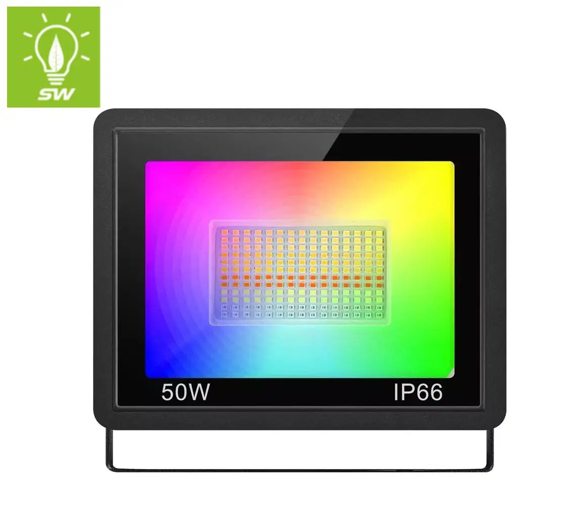 220-240V IP65 Work Light Optional Outdoor Lighting 10W 20W 30W 50W Linear Driver LED SMD2835 Flood Light Lamp with 3000K 4000K 6500K & Romote Control RGB