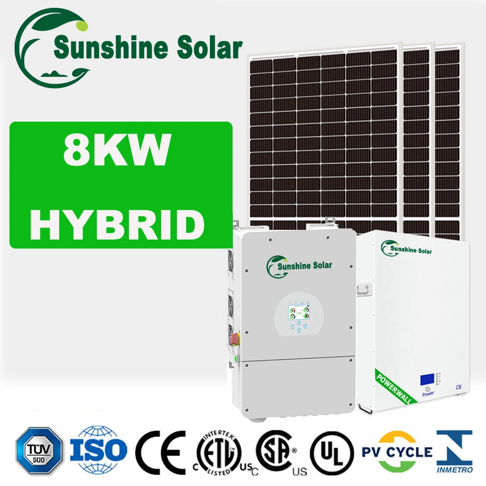 Système solaire d'énergie solaire Sunshine 5kw 8kw 10kw 6kw 5kVA 10kVA Système d'énergie solaire domestique hybride
