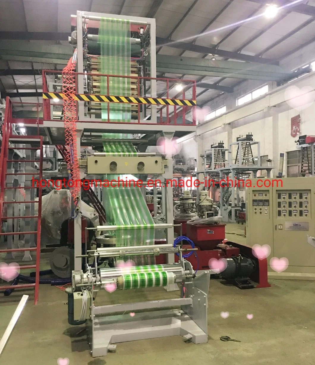 Double Color Strip HDPE Film Blowing Machine Price 45X2 Double Color Strip Plastic Shopping Bag Film Extruder Price