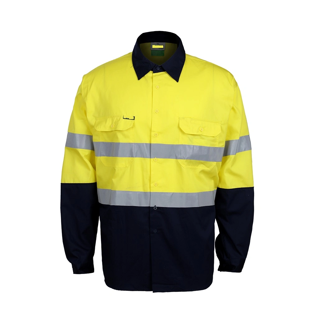 Hi-Vis Workwear 2 Tone Safety Staff Uniform Cotton Drill Reflective Tape