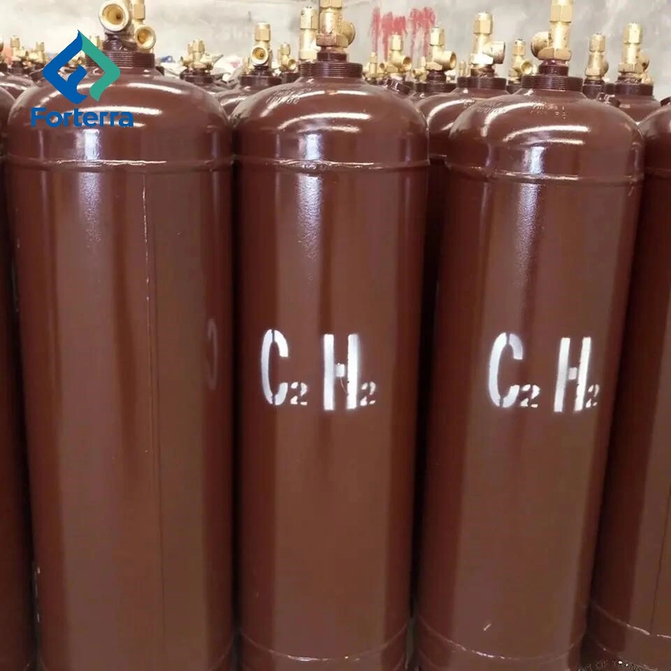 China fábrica de gas de la industria del 99,8% de pureza C2H2 con los cilindros de gas acetileno para soldadura de uso