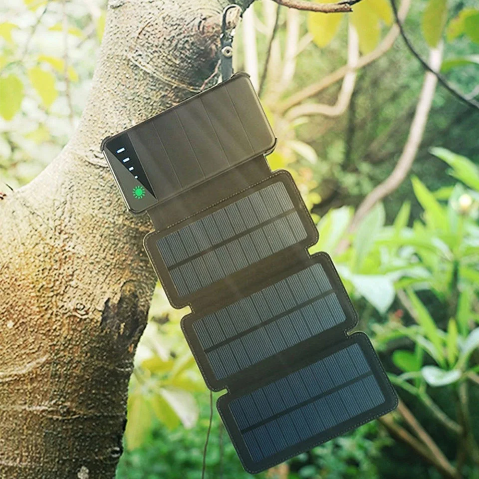 Energía solar plegable de alta calidad Banco de carga Alimentación móvil exterior Fuente de alimentación de 10000 mAh