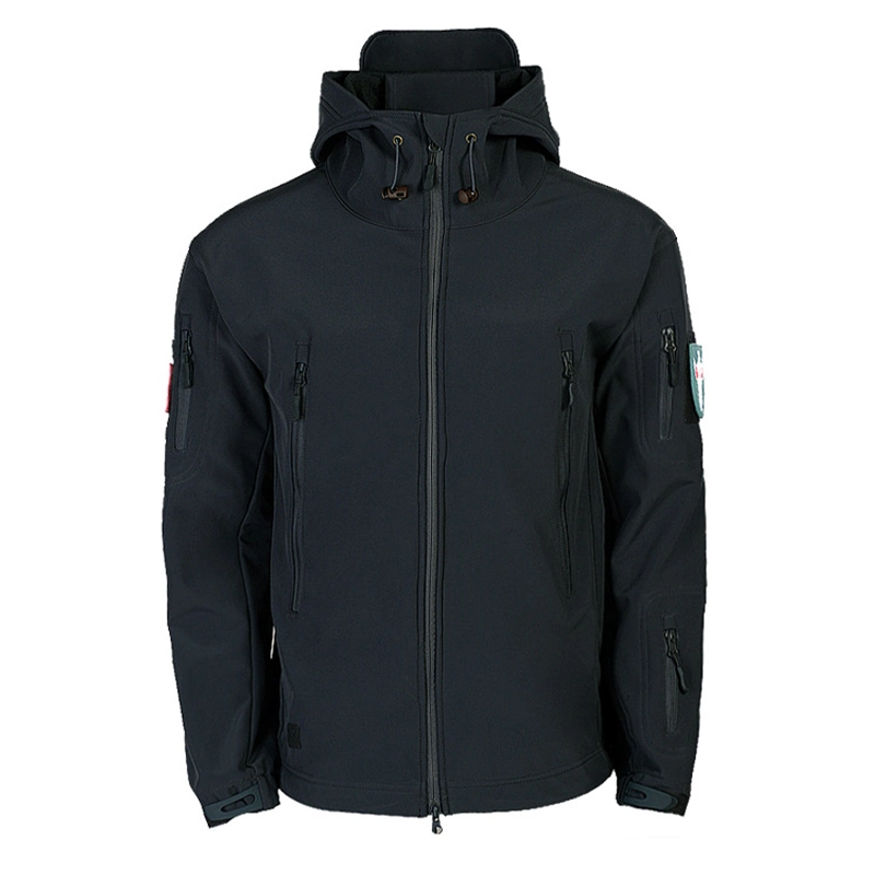 Schwarz Männer Tactical Wasserdicht Atmungsaktiv Komfortabel Winter Warm Softshell Polizei Stylische Outdoor-Jacke