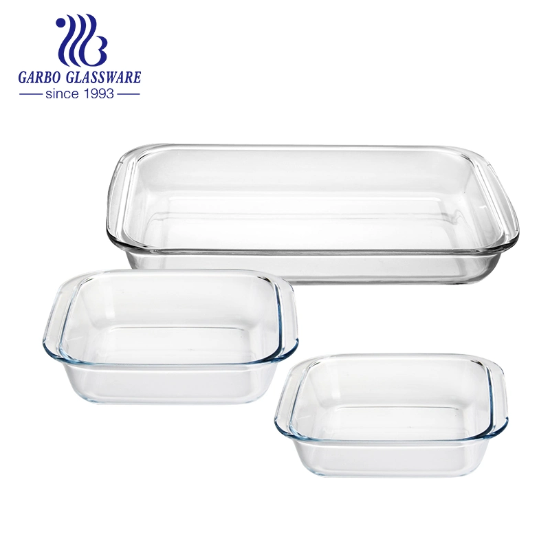 Luxury High Borosilicate Baking Bowls Custom Market Baking Dish Glass Bakeware for Kitchen Service and Microwave Safe