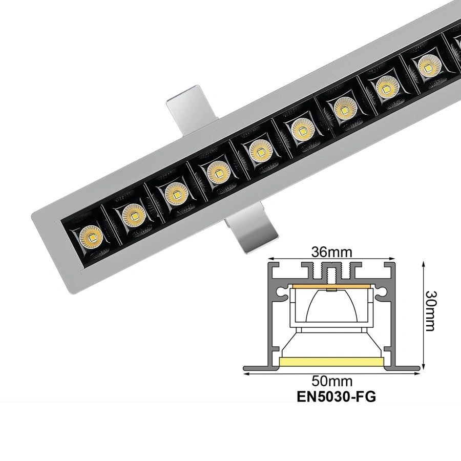 1200mm 40W Recessed Aluminum SMD LED Grille Light LED Linear Lighting with Reflect Cup