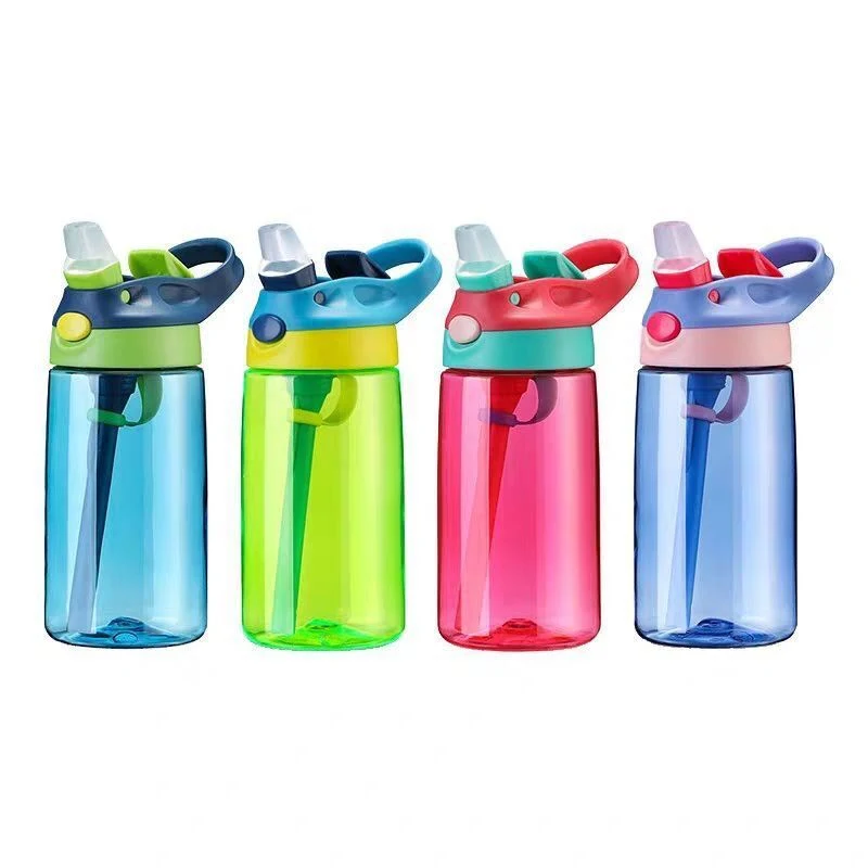 480ml Tritan Creative Travel Water Bottle Straw Lid Kids Cute Drinking Plastic Water Bottles for Children