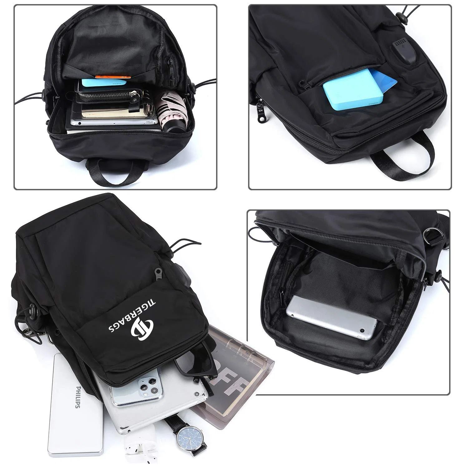 Crossbody Bag for Men and Women Shoulder Bag USB Charger Chest Bag