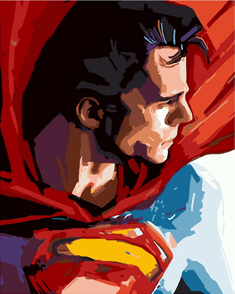 Superman Cartoon Colored Paint by Numbers New with Frame Movie Character DIY Oil Painting Factory