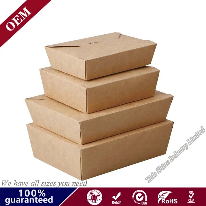 Top Grade Reusable Takeaway Food Container Brown Kraft Paper Packaging Take out Food Boxes and Cup