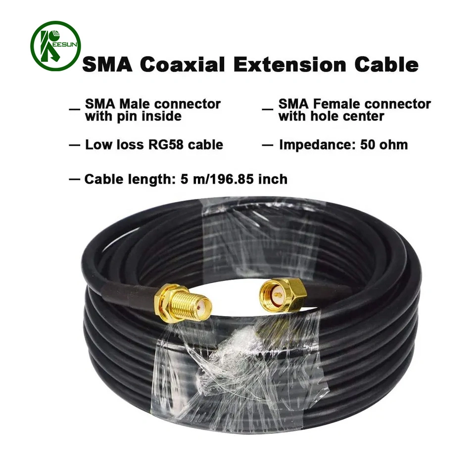 Low Loss 2m 5FT 10m STP SMA Male to SMA Female Connector Coax Coaxial Extension Antenna GSM Splitter Rg58 Cable