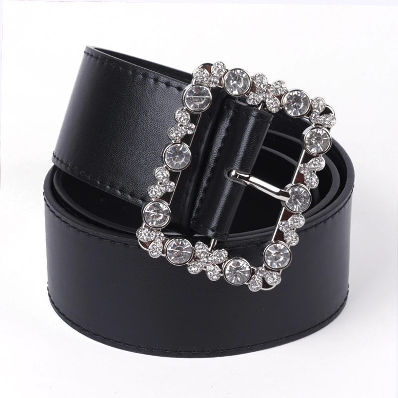 Professional Custom High-Quality Fashion PU Belt Jeans Belts with Diamante Buckle Belt