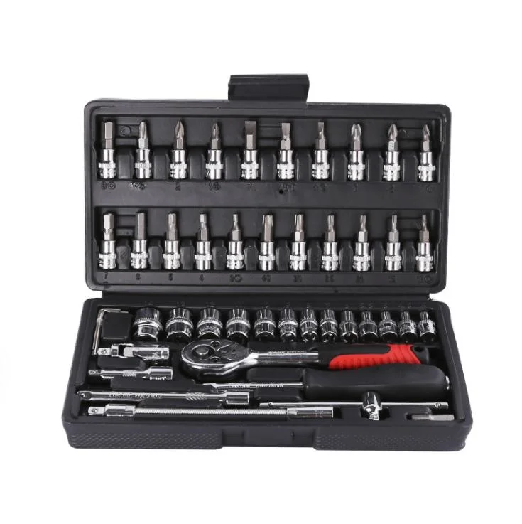 46PCS Auto Reparatur-Werkzeugsatz, 46PCS Steckschlüssel-Satz, Schraubenschlüssel Hand-Werkzeugsätze