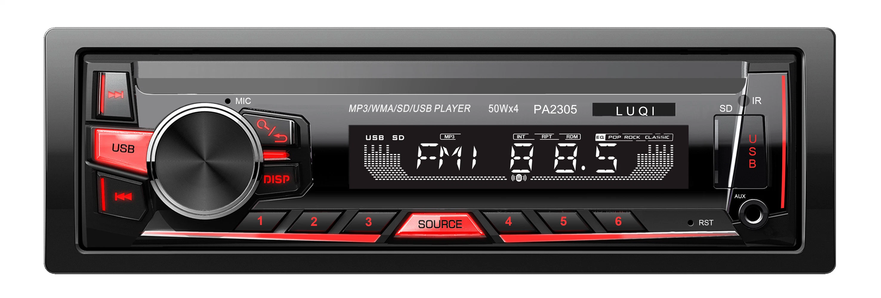 Luz Colorida Rádio Estéreo para automóvel MP3 Áudio Leitor Multimédia