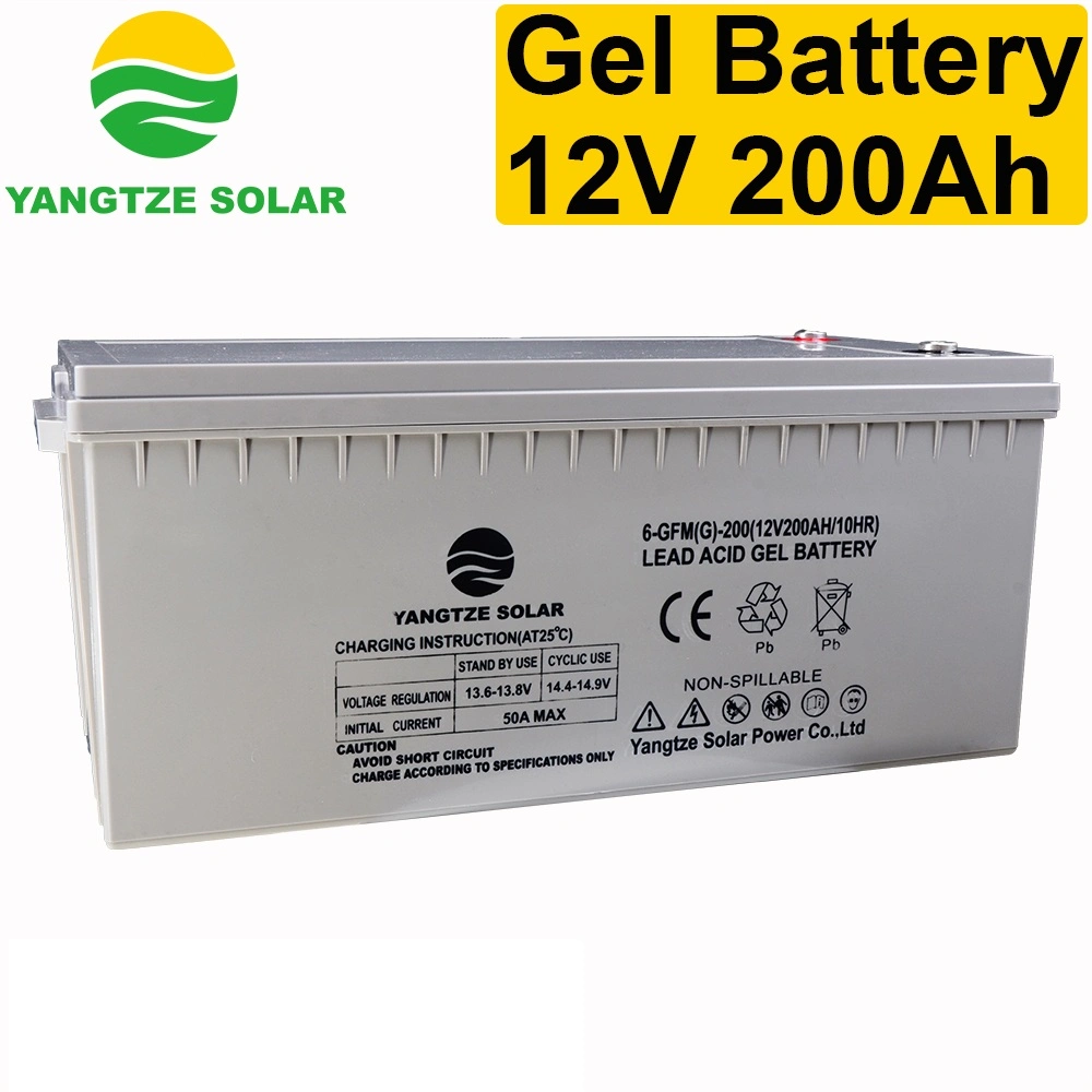 Année de travail de la vie 10+ 12V 200Ah Batteries Gel à cycle profond batterie pour onduleur Télécom de stockage solaire