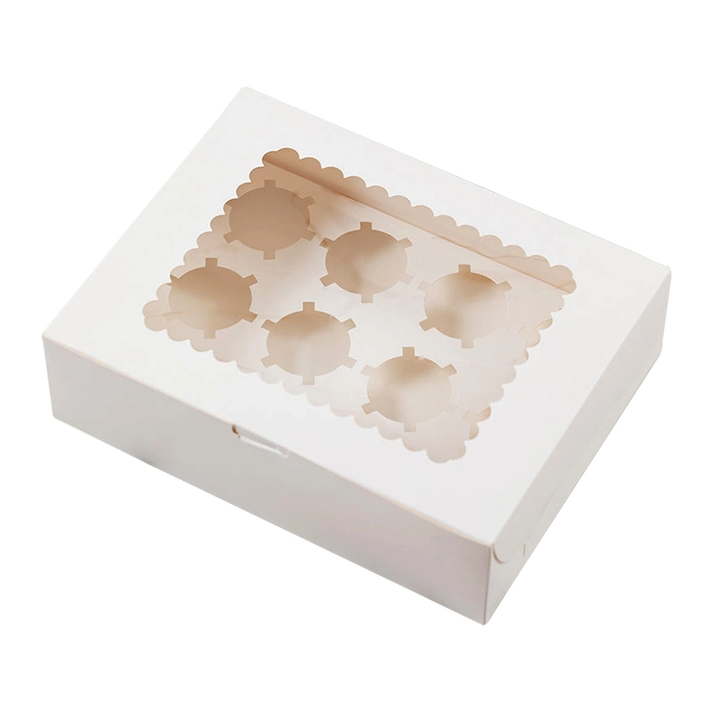 Custom Logo 2/4/6/12 Holes Cupcake Paper Packaging Mini Transparent Bulk Cheese Cake Box for Birthday Wedding Party