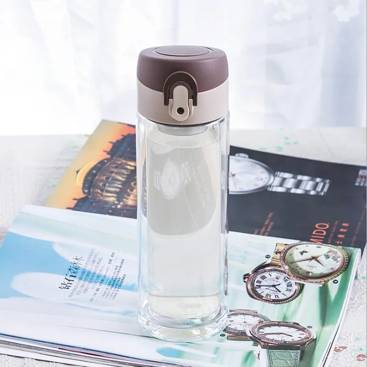 Double Wall High-Borosilicate Glass Water Bottles Double Layer Heat Resistant Tea Coffee Travel Cup Coffer Mug