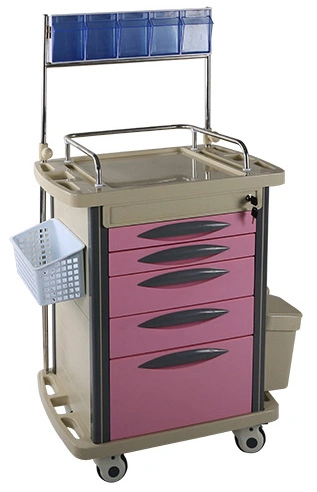 Hospital Anesthesia Trolley Best Selling ABS Plastic with 5 Drawers Hospital Furniture Traditional Caster 5 Decks